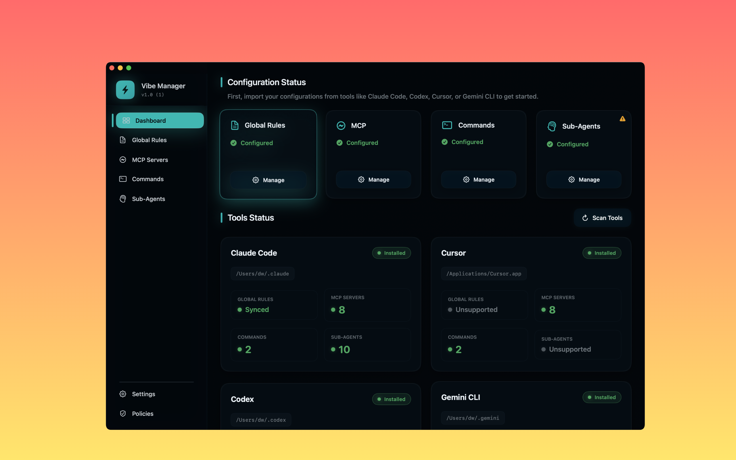Vibe Manager screenshot
